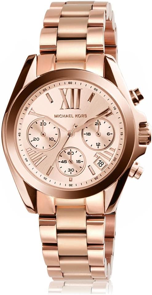 Michael Kors Bradshaw Reloj para Mujer, Reloj Cronógrafo de Acero Inoxidable para Mujer con Correa de Acero o Cuero