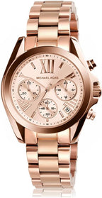 Michael Kors Bradshaw Reloj para Mujer, Reloj Cronógrafo de Acero Inoxidable para Mujer con Correa de Acero o Cuero