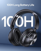 TAGRY Auriculares híbridos con cancelación activa de ruido, 100 horas de reproducción, inalámbricos, sobre la oreja, Bluetooth con carga rápida, audio de alta resolución