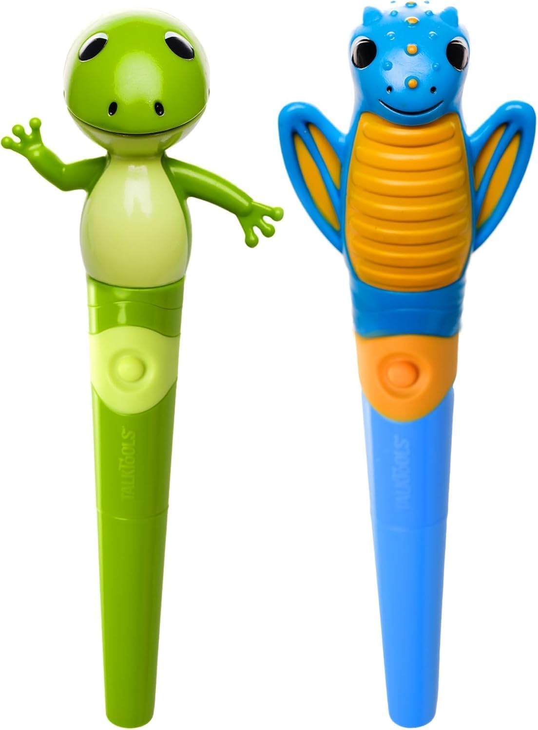 TalkTools Jiggler - Herramienta motora oral para niños, masajeador facial oral, conciencia sensorial para mandíbula y labios, vibración calmante para habla y alimentación, dragón y rana, juego de 2