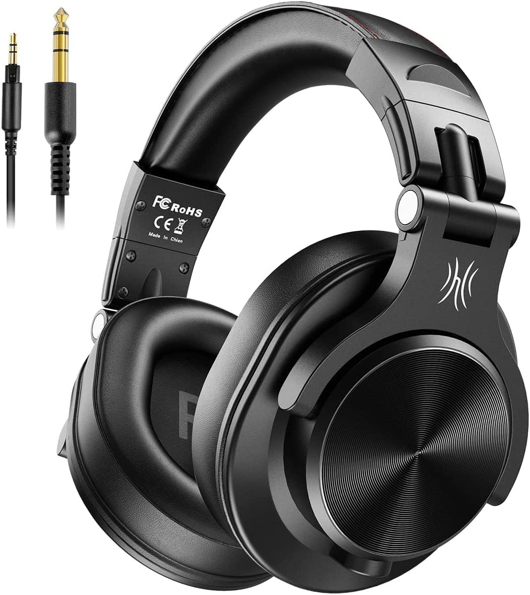 OneOdio A71 Auriculares de estudio de alta resolución - Auriculares con cable para diadema con SharePort, auriculares plegables para monitoreo y mezcla con sonido estéreo, conector de 3.5/6.35MM para