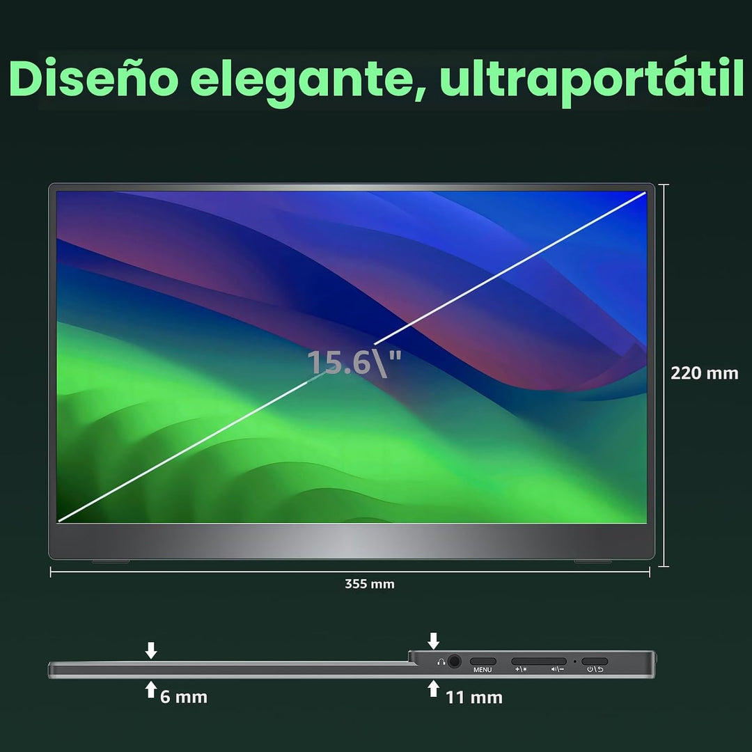 cocopar Monitor portátil 15.6" 1080P 60Hz 85% sRGB IPS Monitor...