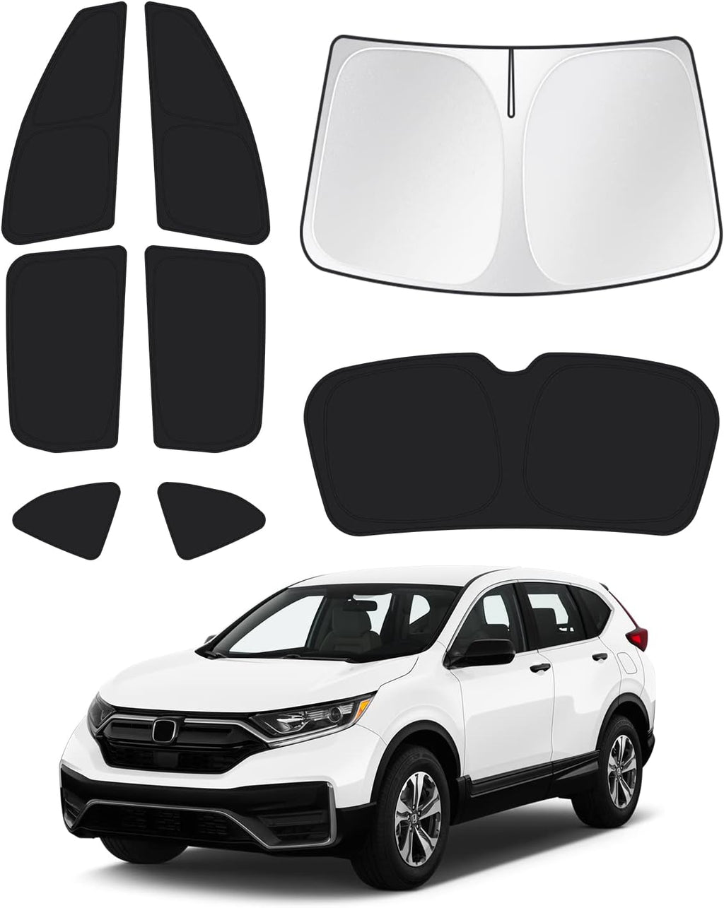 Persianas de ventana para Honda CRV 2017-2022 CR-V 2017-2022, accesorios para parabrisas de ventana lateral y trasera, protección de privacidad para camping, mantiene el vehículo fresco, color negro, 8 unidades