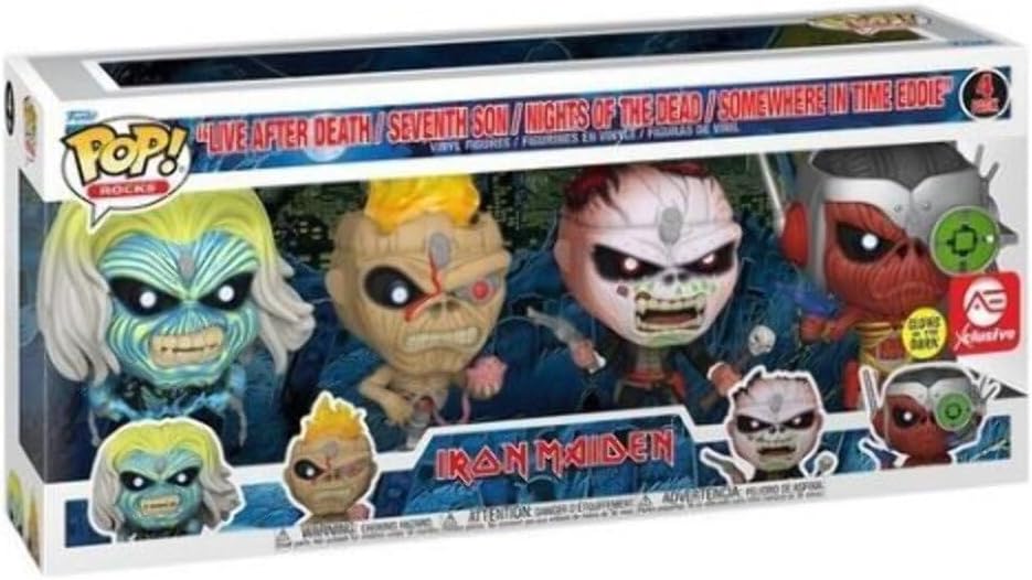 FUNKO Pop! Rocks: Iron Maiden \u2013 Eddie 4PK Glow in the Dark Box...
