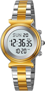 BESTKANG Reloj Digital para Mujer, Reloj de Acero Inoxidable para Mujer, Reloj Impermeable, Reloj de Doble Hora y Fecha, Reloj de Negocios para Mujer