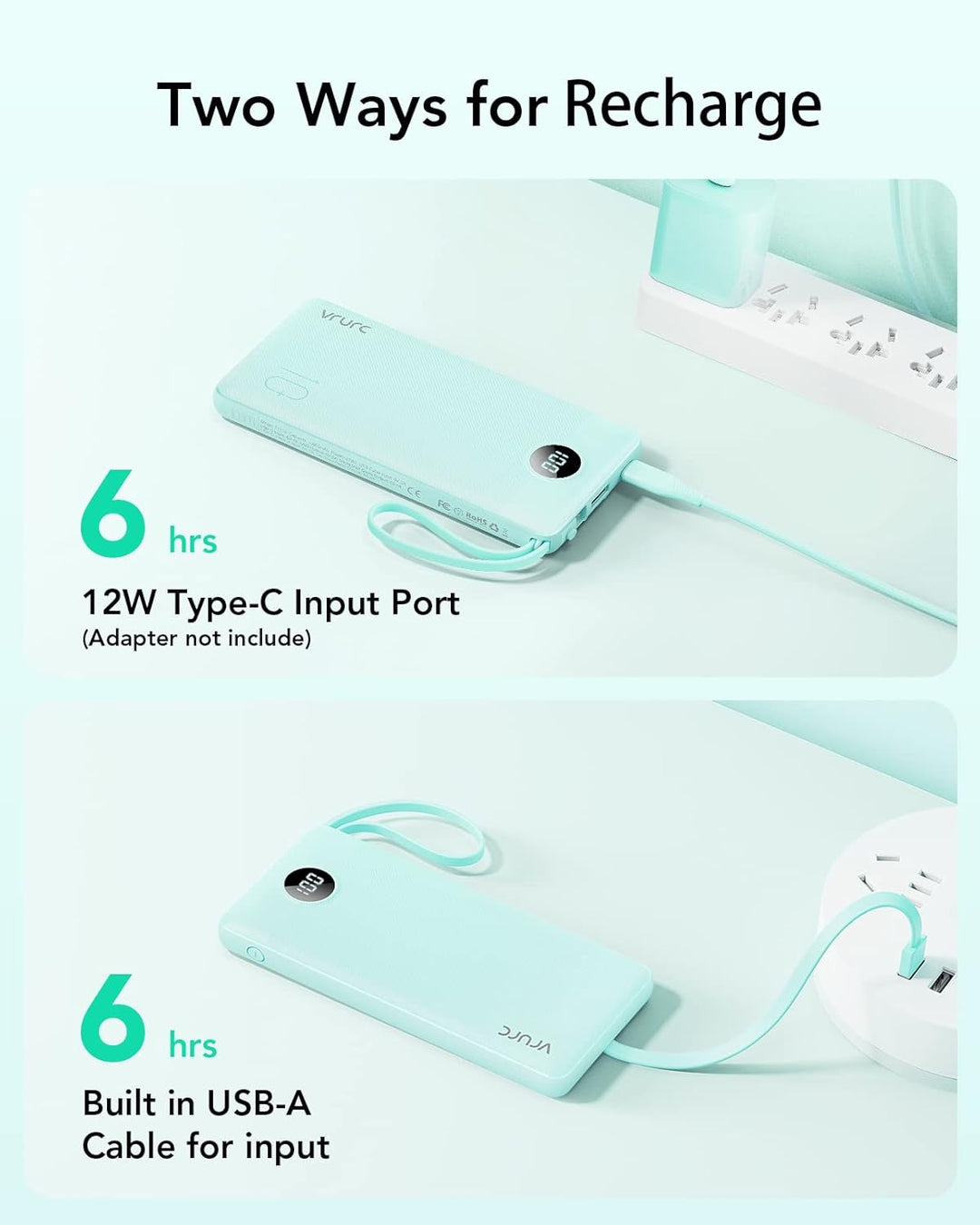 VRURC Cargador portátil para iPhone, batería compacta de viaje de 1...