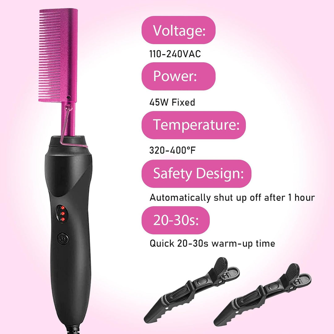 Peine caliente alisador de pelo para cabello negro natural y peluca...