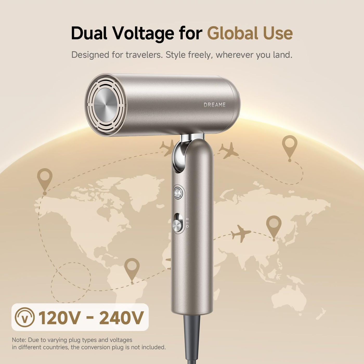 Dreame Secador de pelo Pocket Pro, secador de pelo de viaje de dobl...