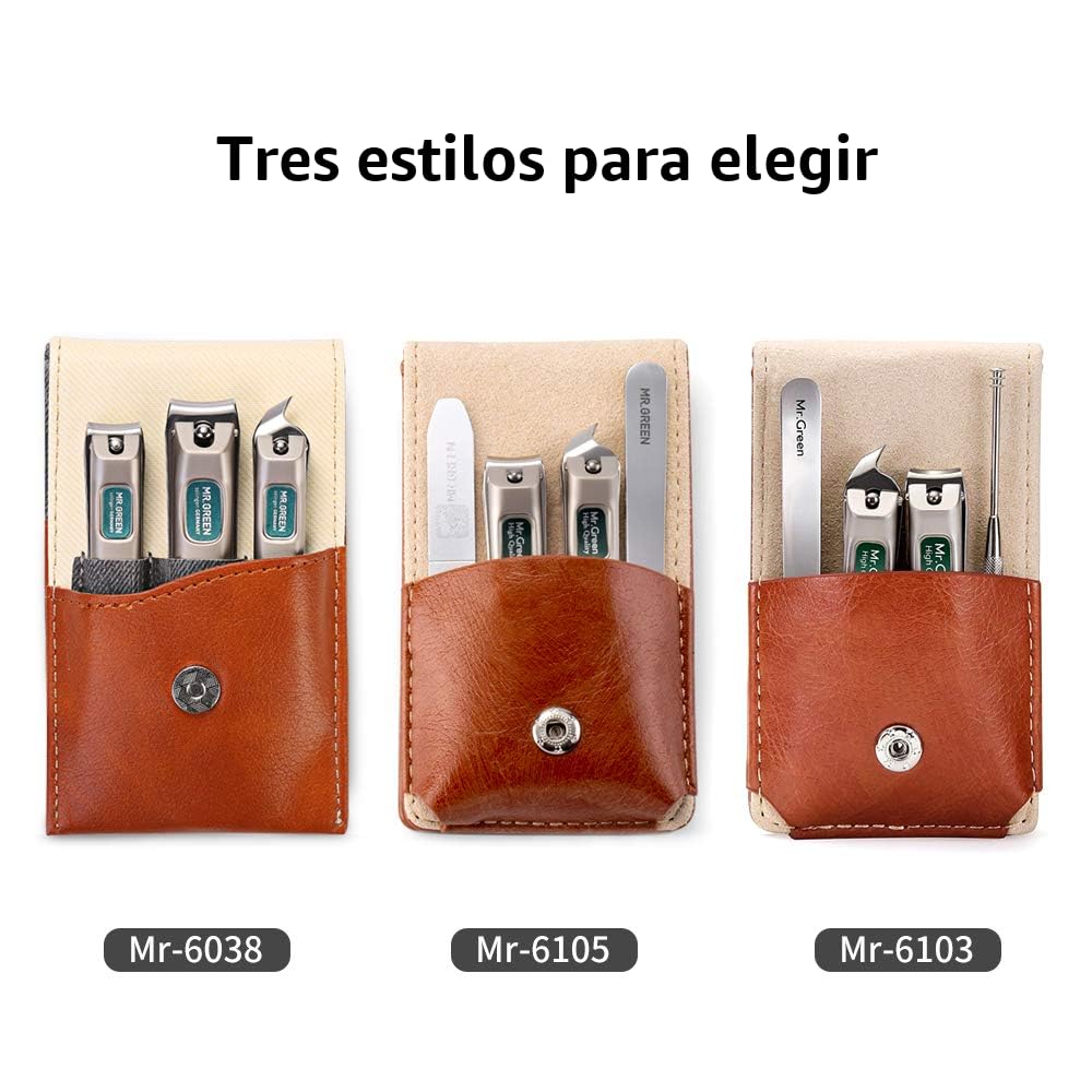 MR.GREEN Juego de 3 cortaúñas de acero inoxidable con cortador de u...