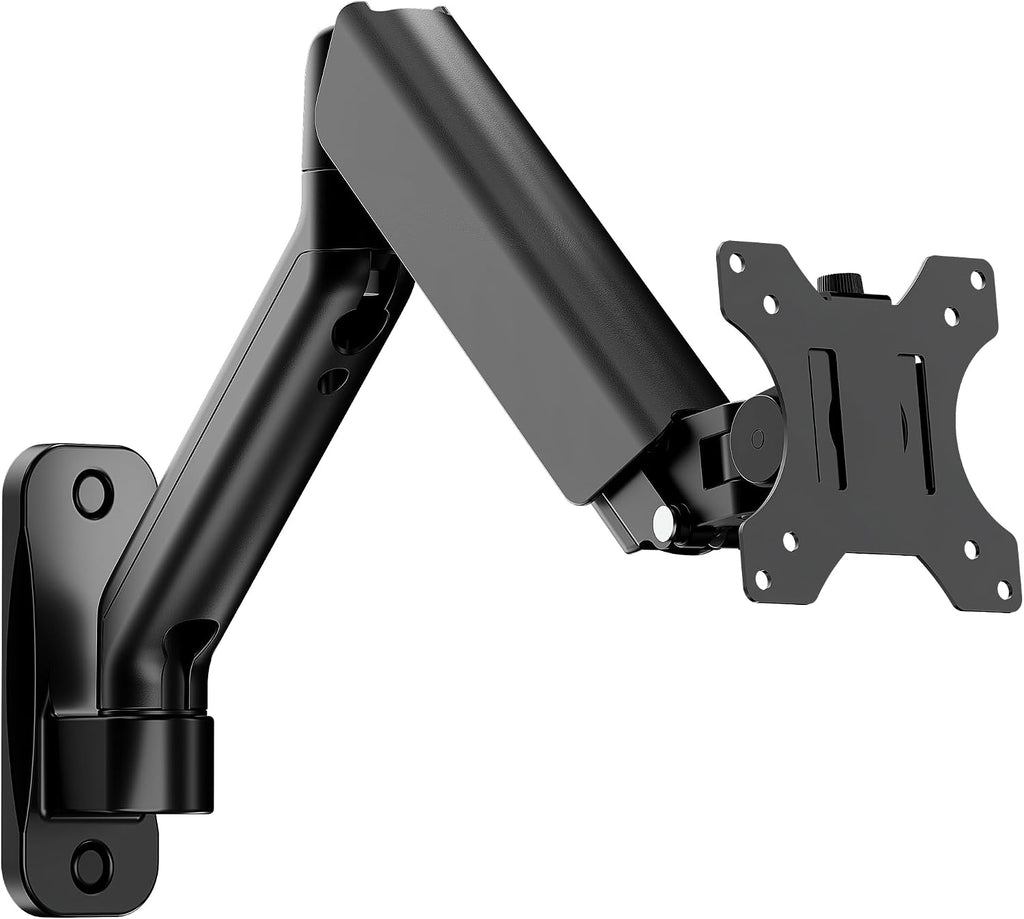 monTEK Soporte de pared para monitor único, brazo de resorte de movimiento completo para pantallas de 17-32"