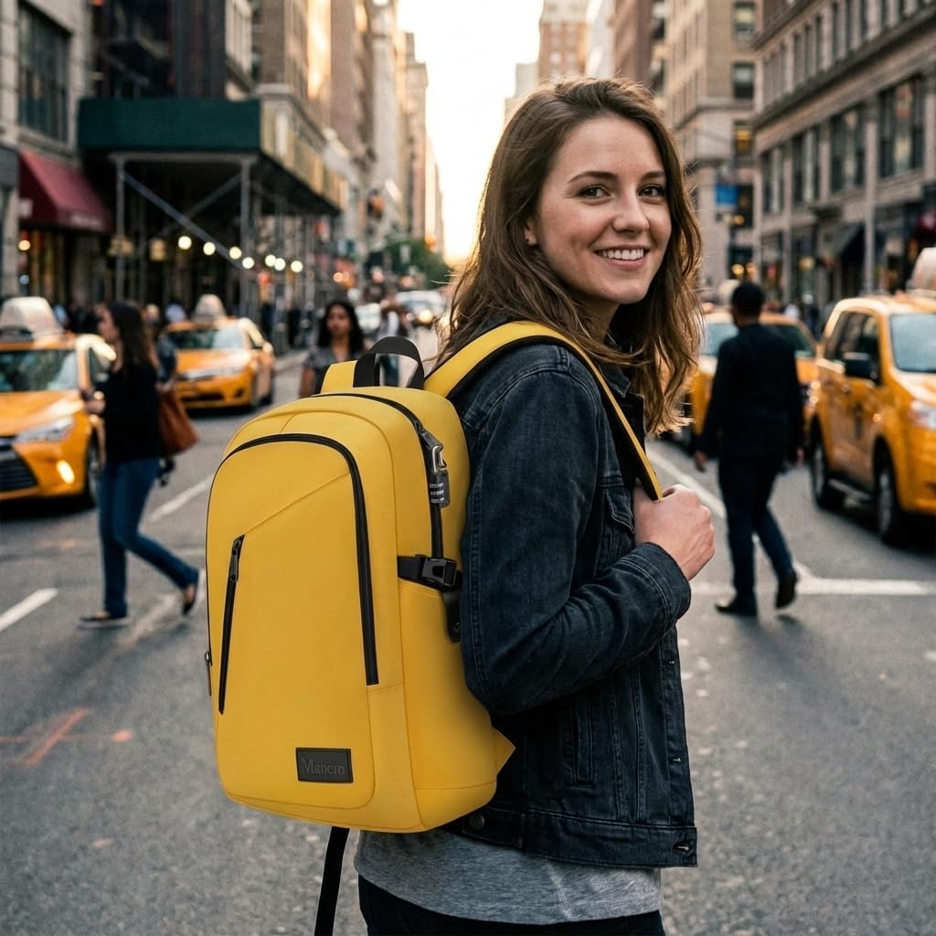 Mancro Mochila para laptop de viaje con puerto de carga USB, de 15....