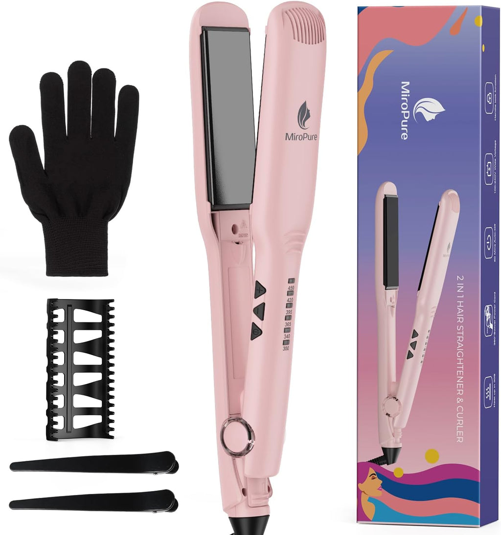 MiroPure Plancha plana de 1.5 pulgadas, plancha de pelo con calentamiento rápido, Rosa