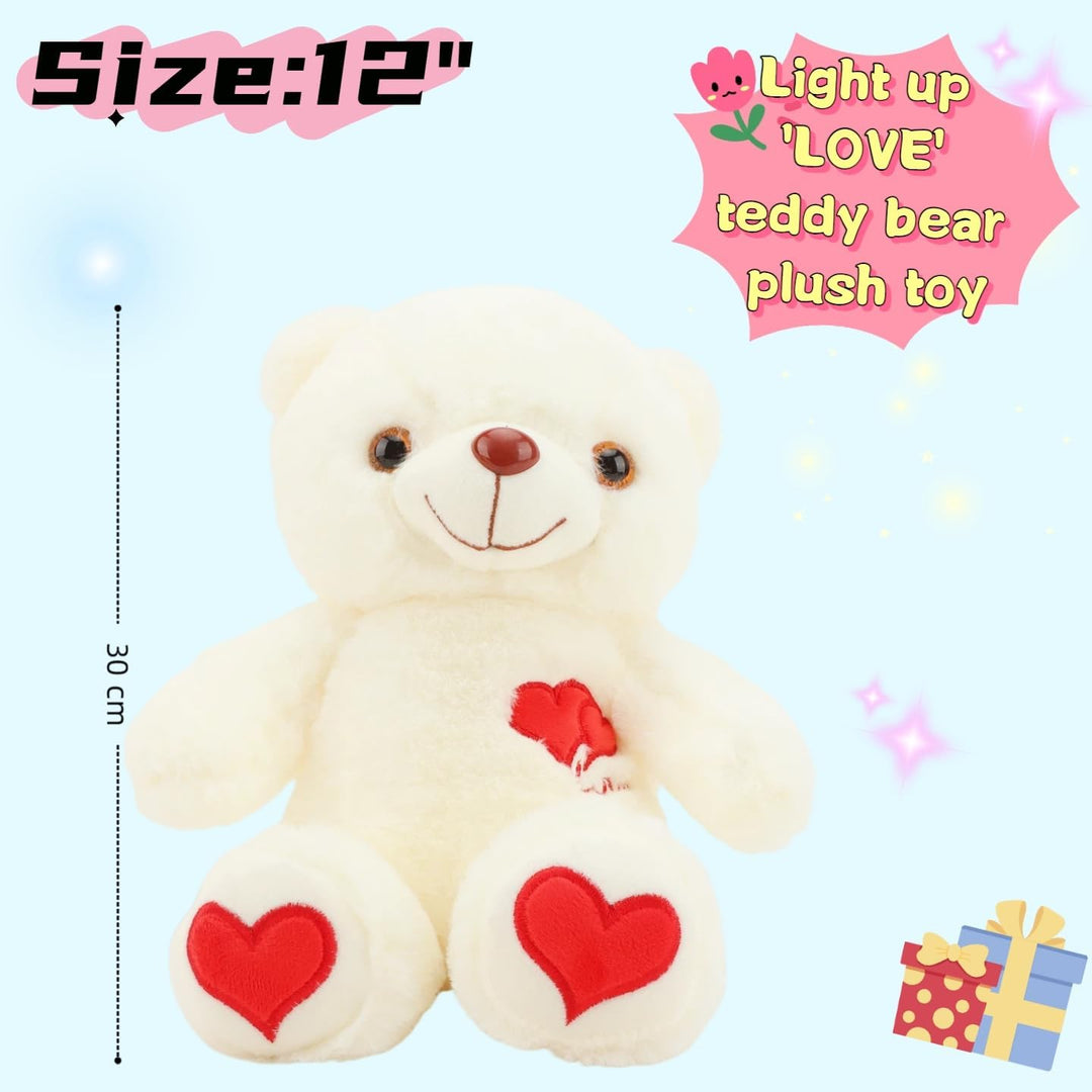 unsnurnoch Oso de peluche iluminado de 12 pulgadas, oso de peluche...