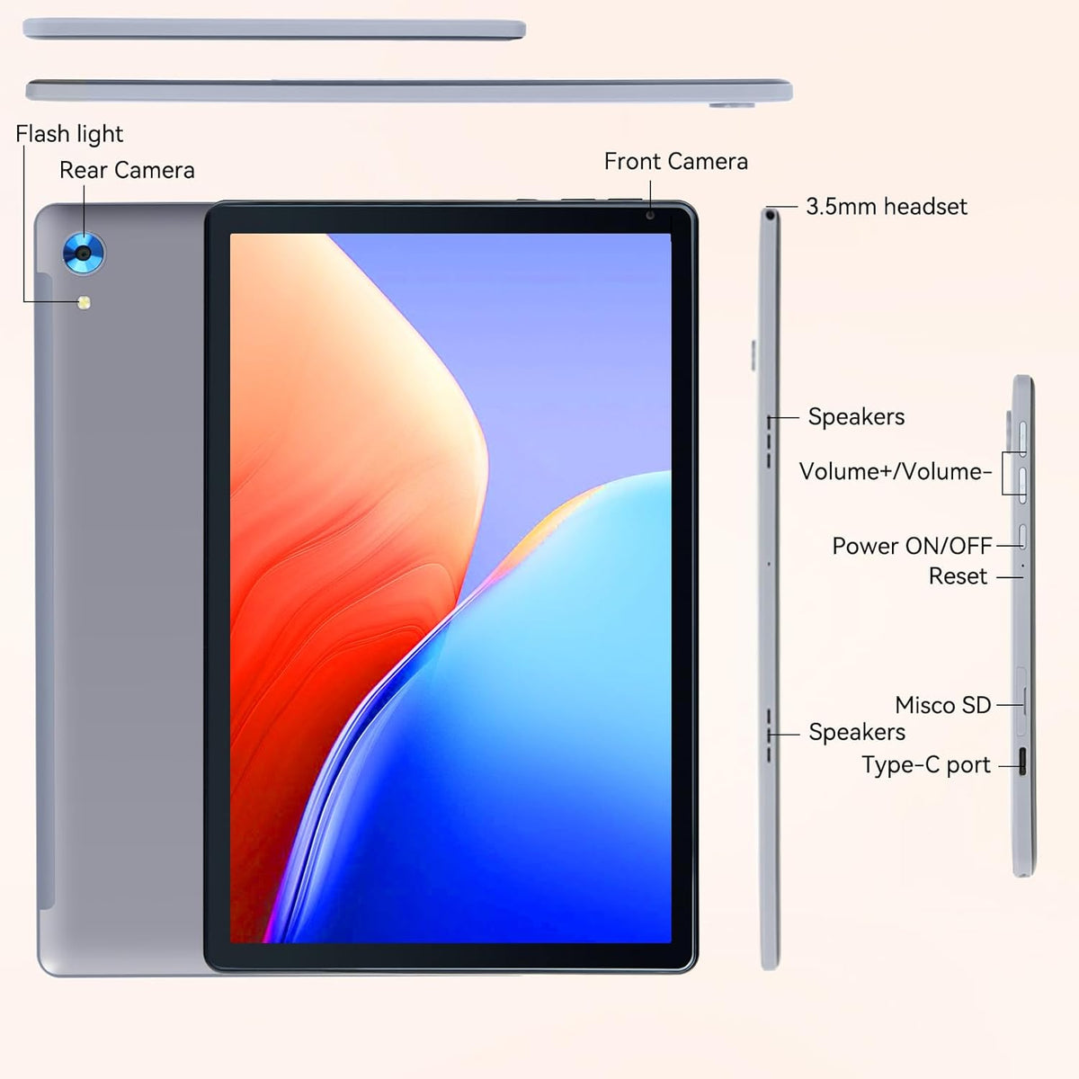 URAO Tableta, Tablet de 10.1" Android con procesador Octa-core...