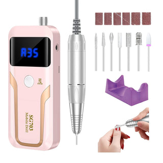 MOCOWIND Taladro de uñas portátil profesional de 35000 RPM, lima de...