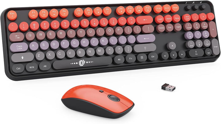 FOPETT Combo de teclado y mouse inalámbricos, 2.4G de tamaño comple...