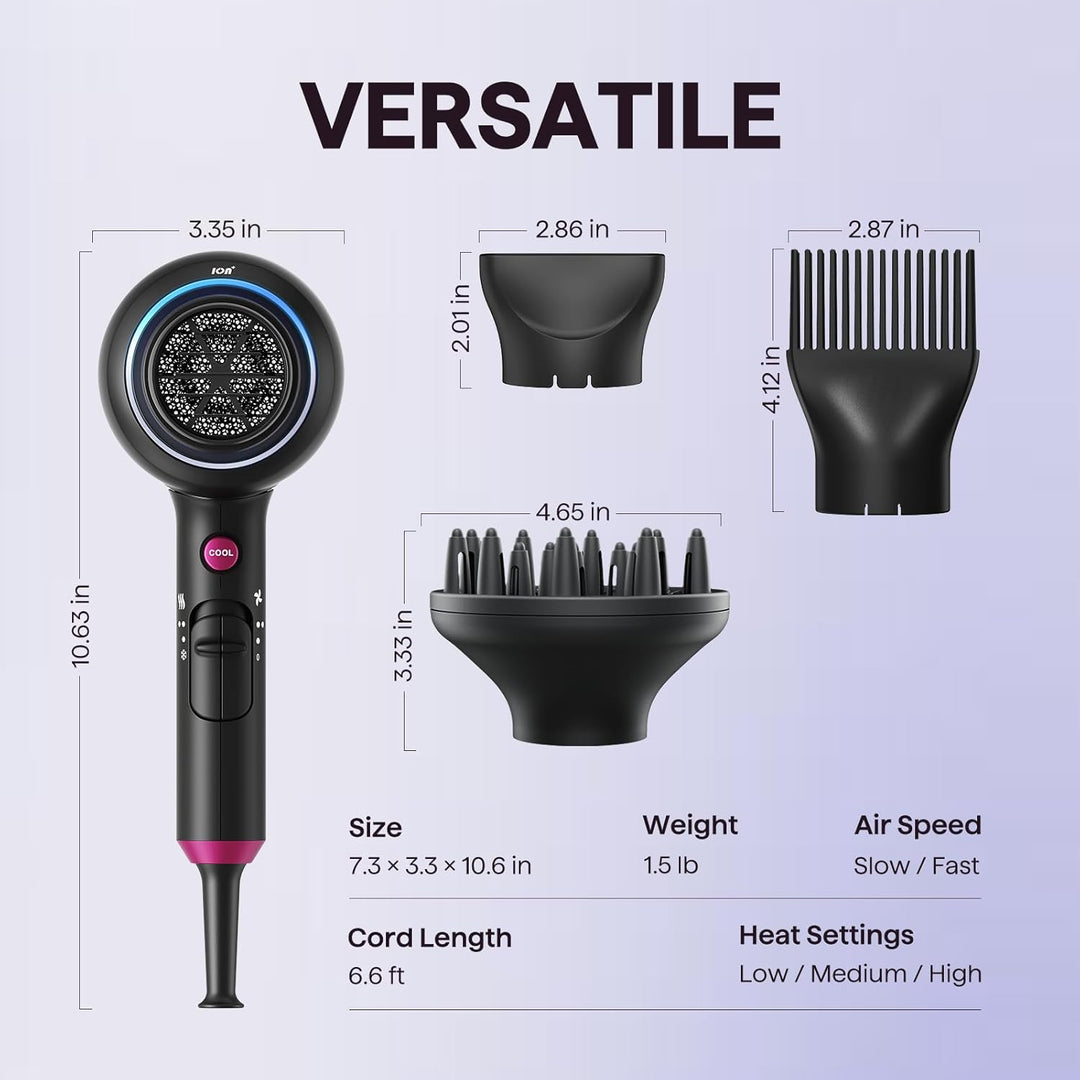 Secador de pelo Wavytalk con difusor, secador iónico Blown Away par...