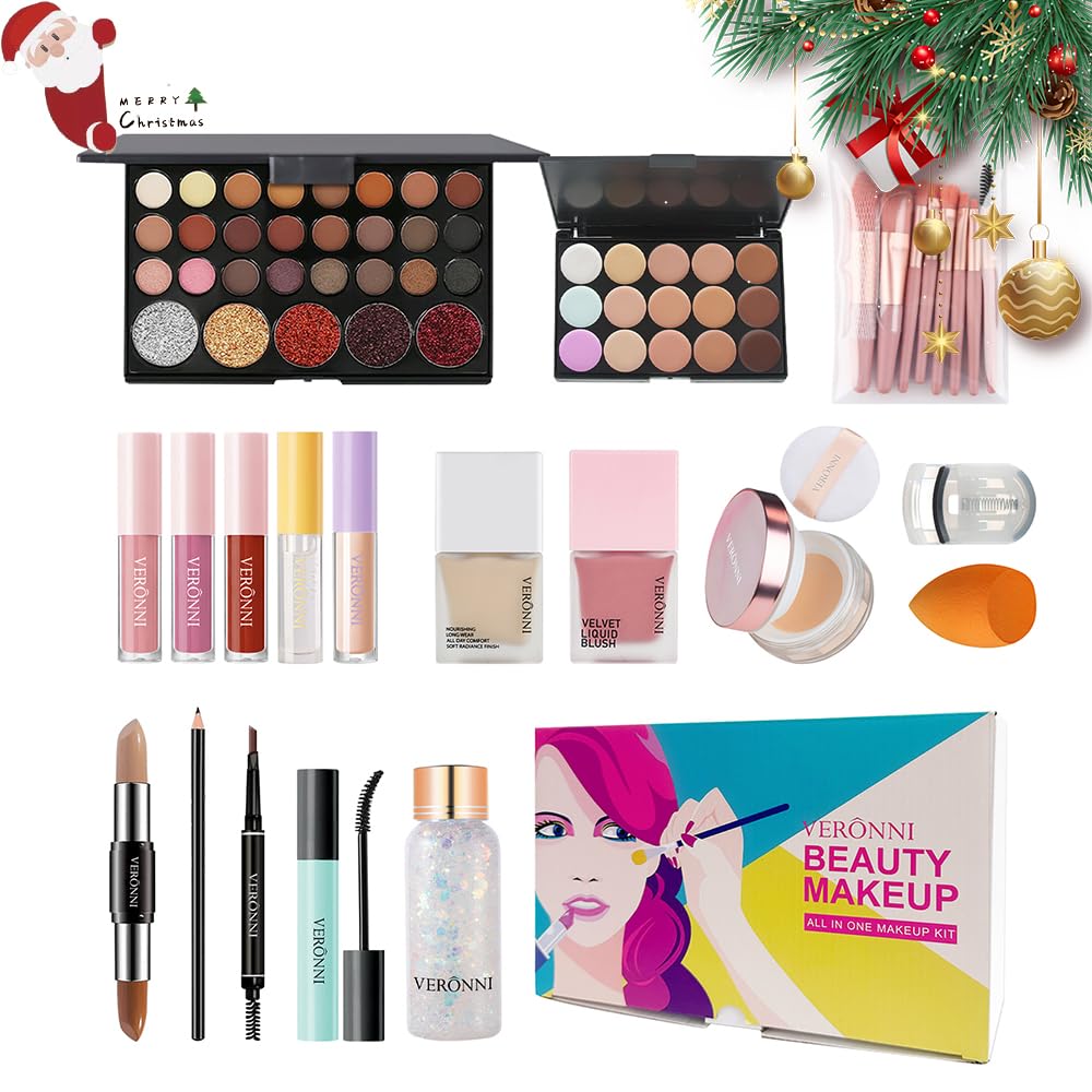 VERONNI Kit de maquillaje todo en uno, maquillaje de ojos y labios...