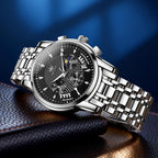 OLEVS Relojes para Hombres de Negocios de Acero Inoxidable, a Prueba de Agua, Estilo Casual Formal