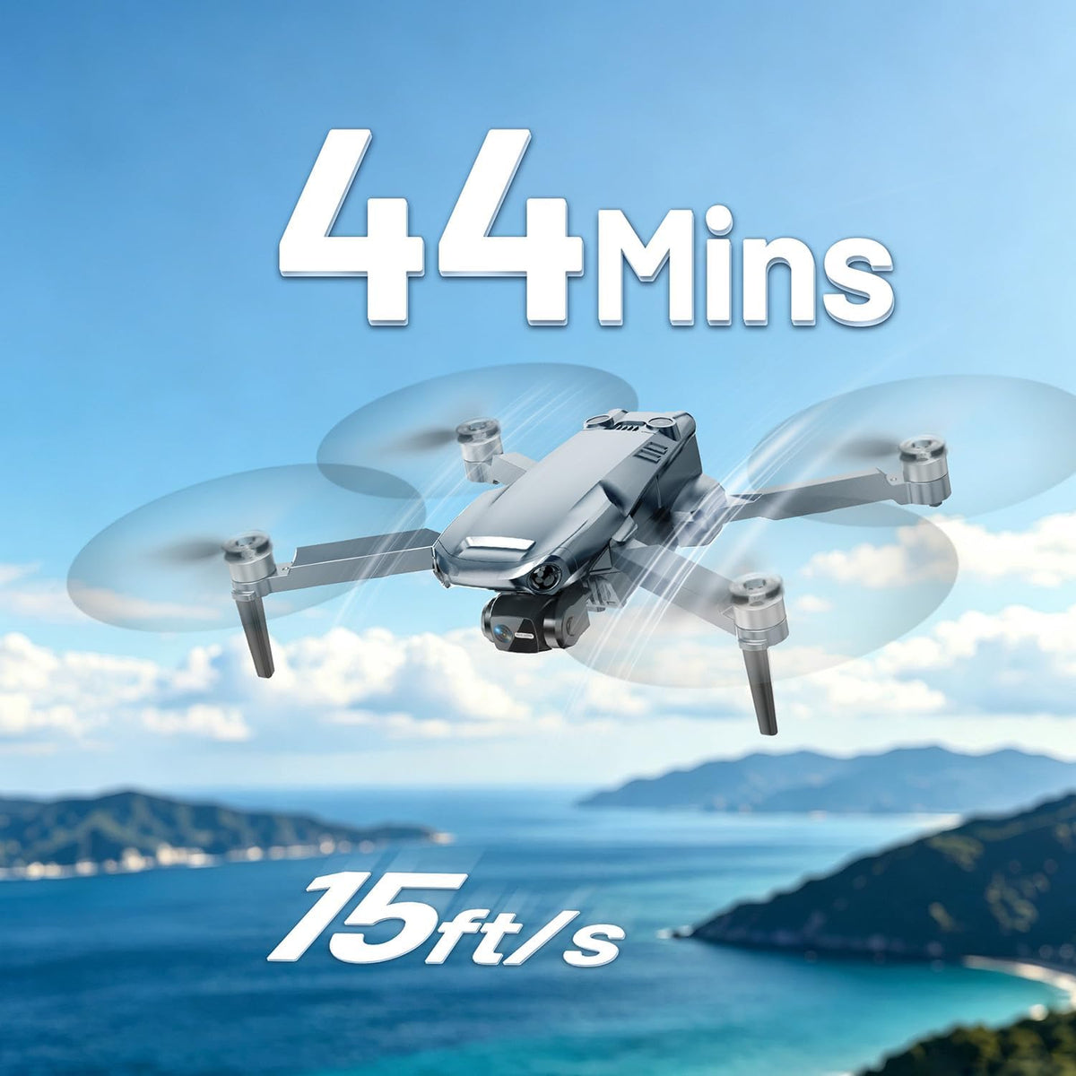 Drone GPS con cámara 4K UHD para adultos, alcance de 1640 pies, retorno automático a casa, sígueme, cardán de 3 ejes, aplicación y control remoto, amarillo