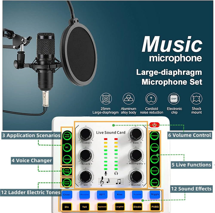 Paquete de equipo de podcast, BM-800 - Paquete de micrófono para po...
