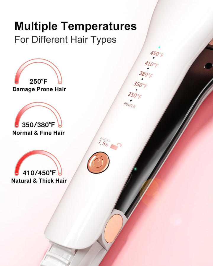 K&amp;K Plancha ancha para el cabello, revestimiento de turmalina d...