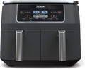 Ninja DZ201 Foodi - Freidora de aire de 8 cuartos (8 qt) 6 en 1 con tecnología DualZone, 2 cestas con 2 canastas de freír independientes, Match Cook y Smart Finish para asar, tostar, deshidratar y más