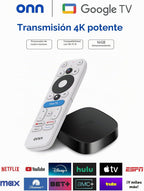 onn - Dispositivo de transmisión 4k Plus, dispositivo de transmisión ultrarrápida de Google TV, almacenamiento de 16 GB, RAM de 2 GB, remito con control de voz, solo EE. UU