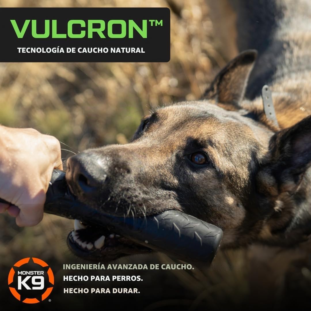 Monster K9 Chew Stick - para masticadores difíciles, juguete para perro de caucho natural, 9 in