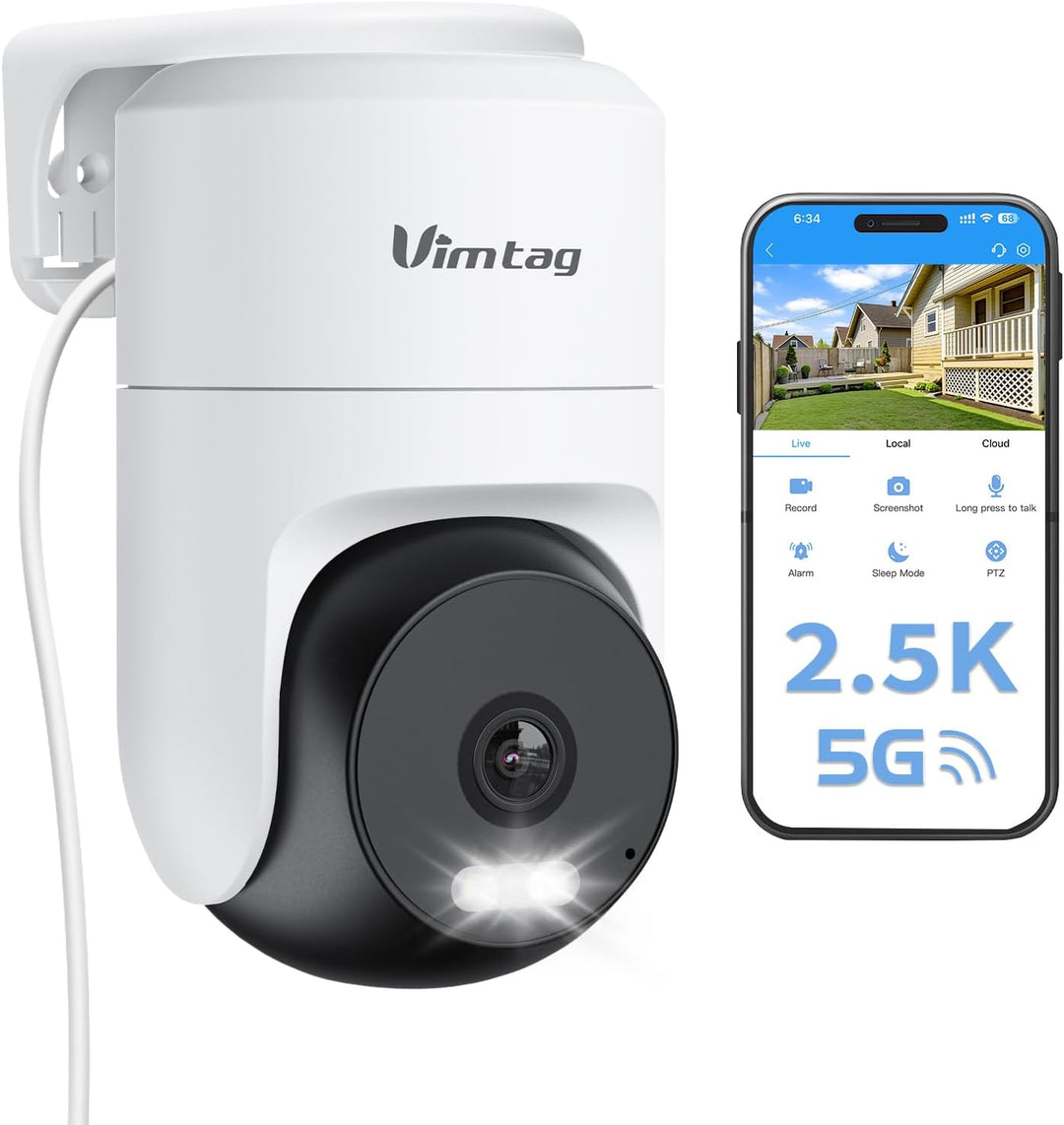 VIMTAG Cámara de seguridad para exteriores Pan\/Tilt, 2.5K 4MP WiFi...