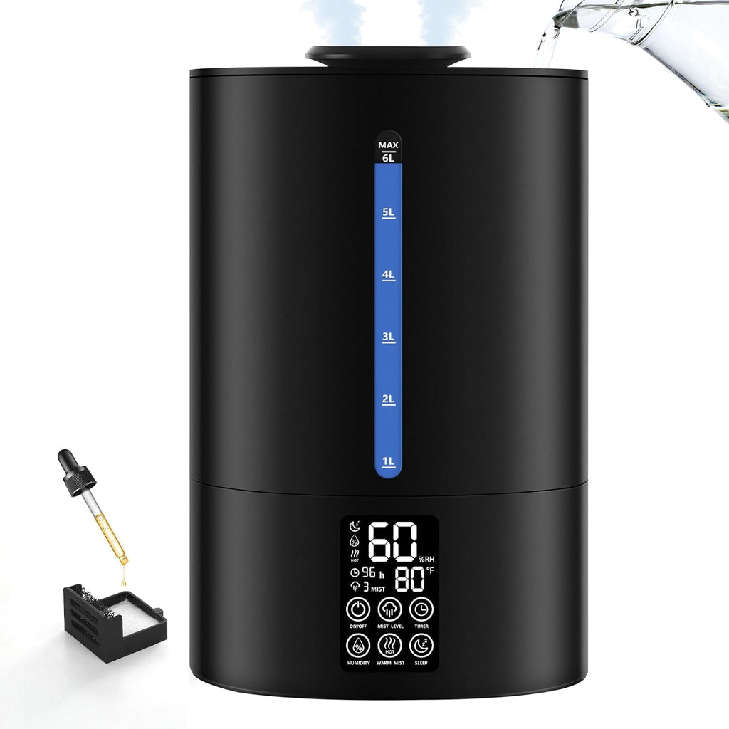 Coolfiqu Humidificadores de niebla cálida y fría de 6L para dormitorio