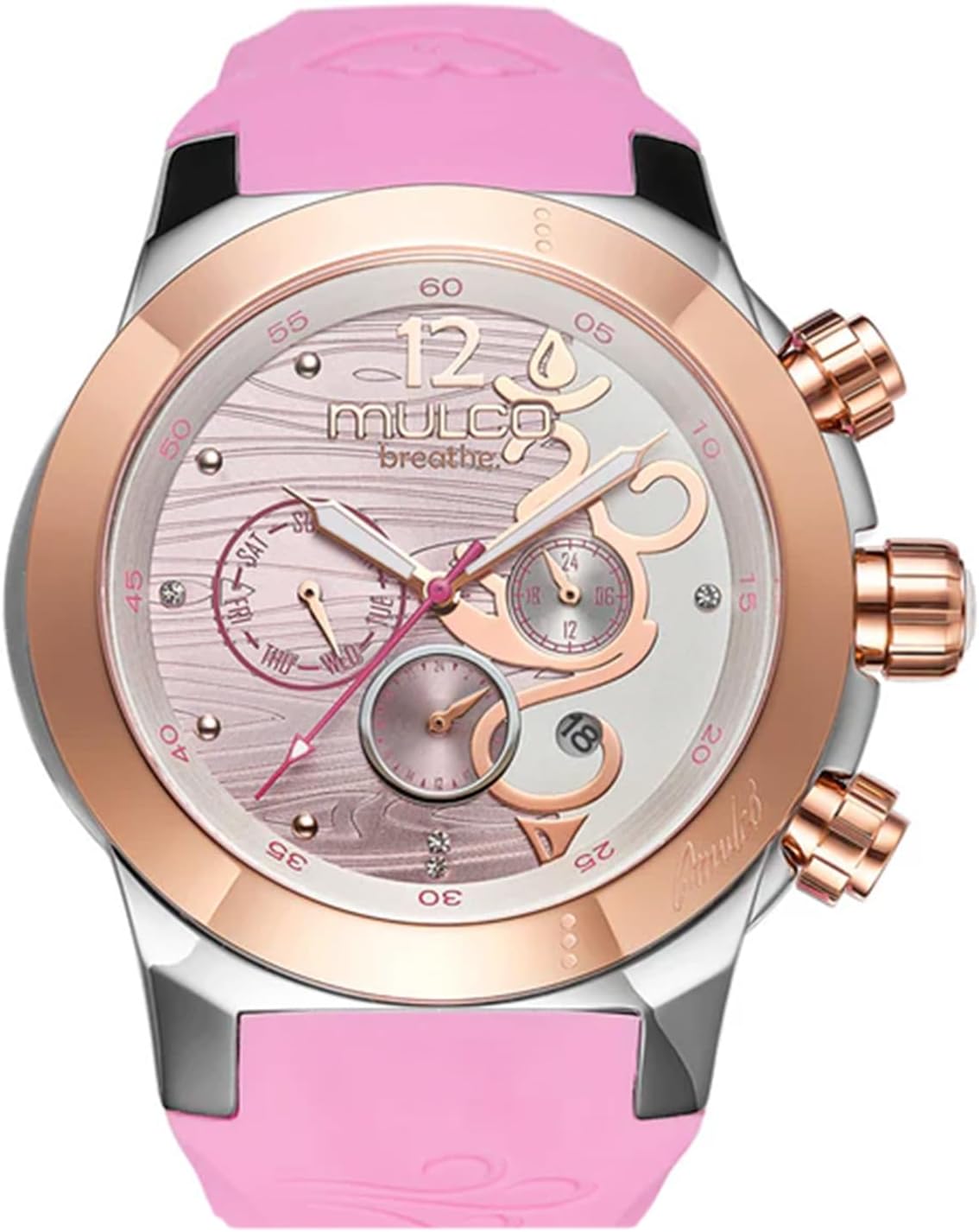 Reloj de lujo impermeable MULCO para mujer - Rose Gold, acero inoxidable, analógico