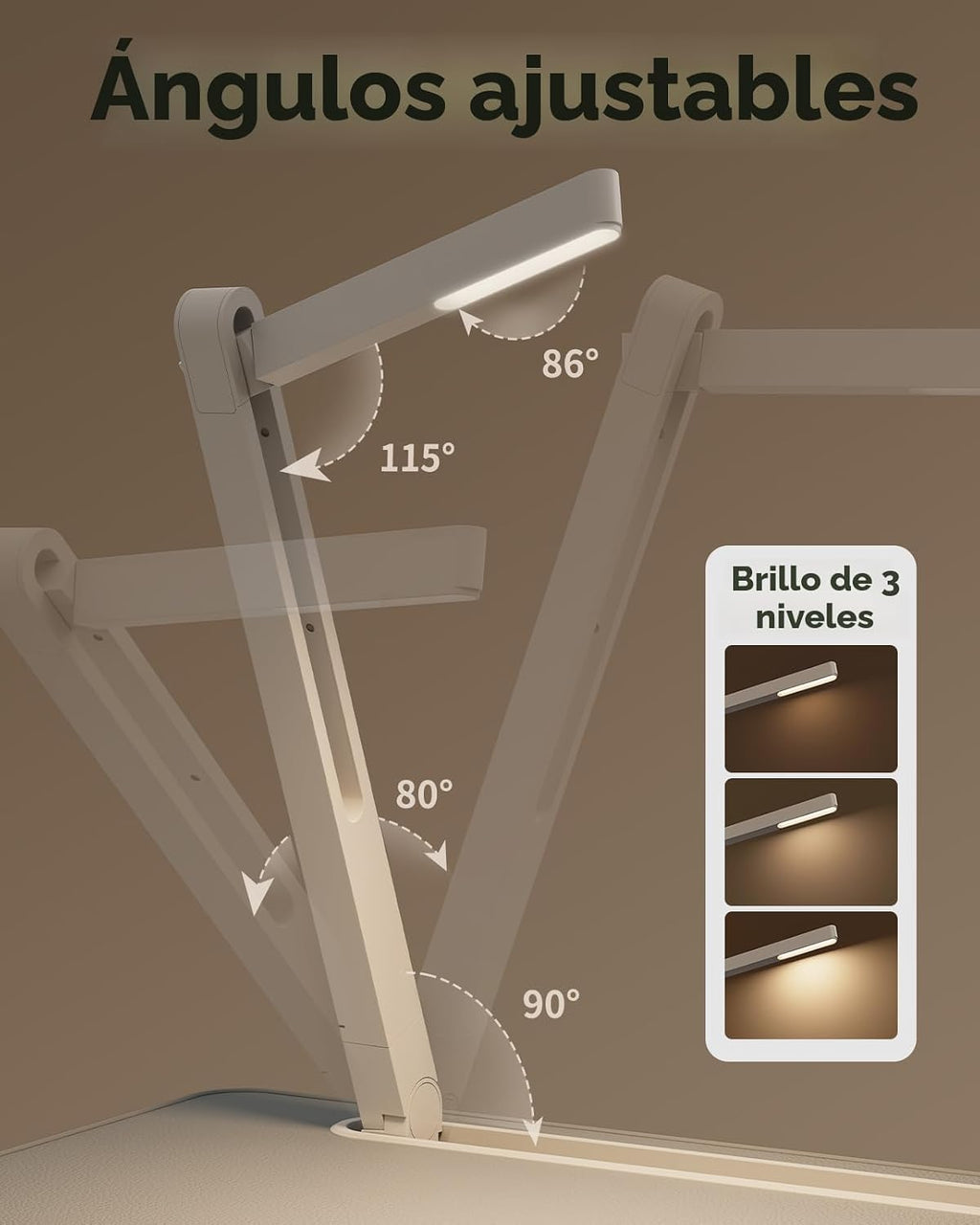 Bandeja escritorio para cama con lámpara LED, soporte para laptop SAIJI