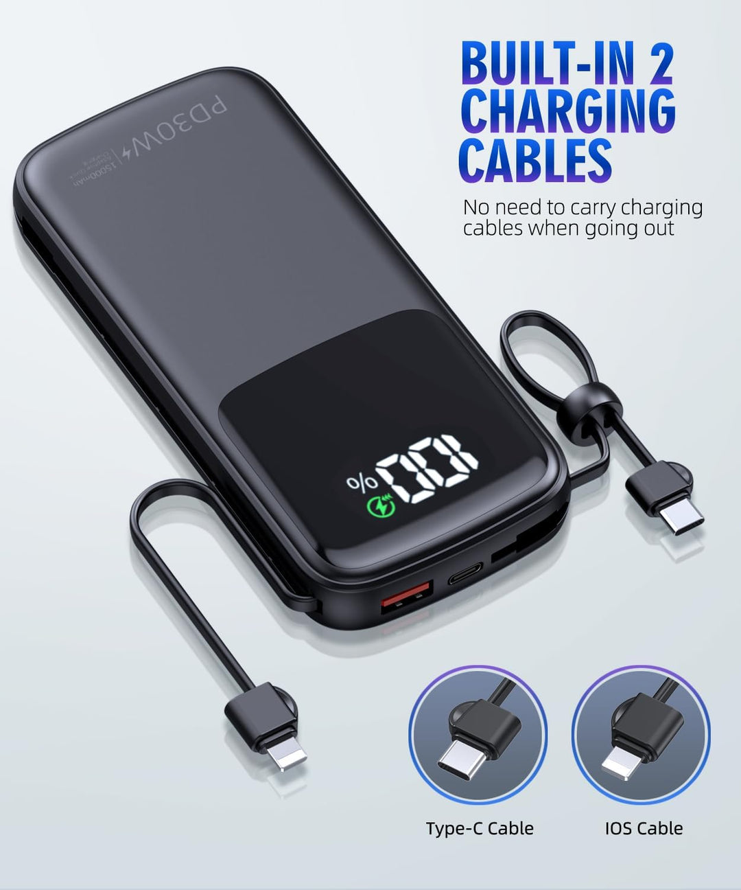 LOVELEDI Cargador portátil - Banco de energía - 15000mAh Banco de e...