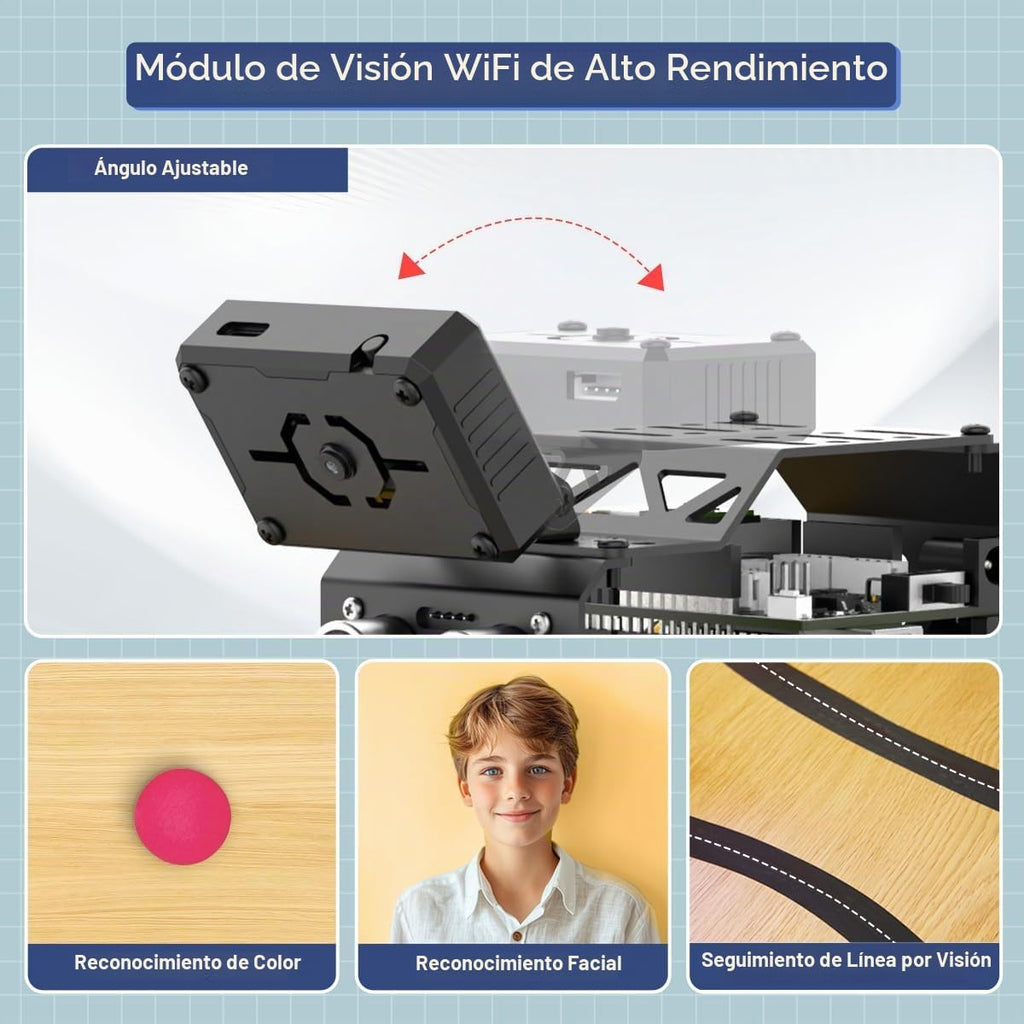 Kit robótico para Arduino Robot Car Cámara AI Reconocimiento de visión, seguimiento de objetivos, prevención de obstáculos, robot STEM programable, regalo para mayores de 14 a 16 años, kit