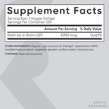 Biotin (alta potencia) 5000 mcg por cápsula vegetariana; mejorada c...