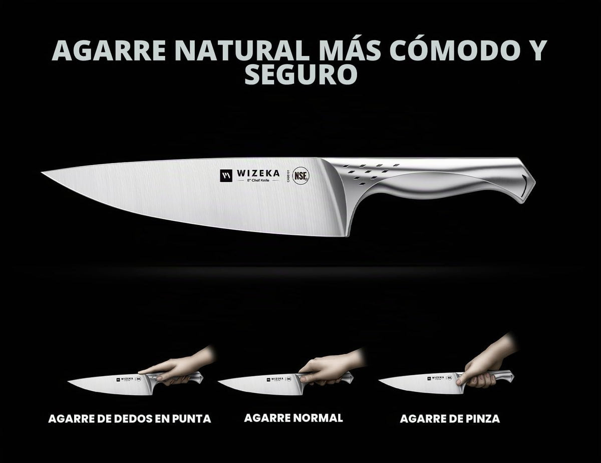 Juego de cuchillos de cocina, juego de 15 piezas con afilador