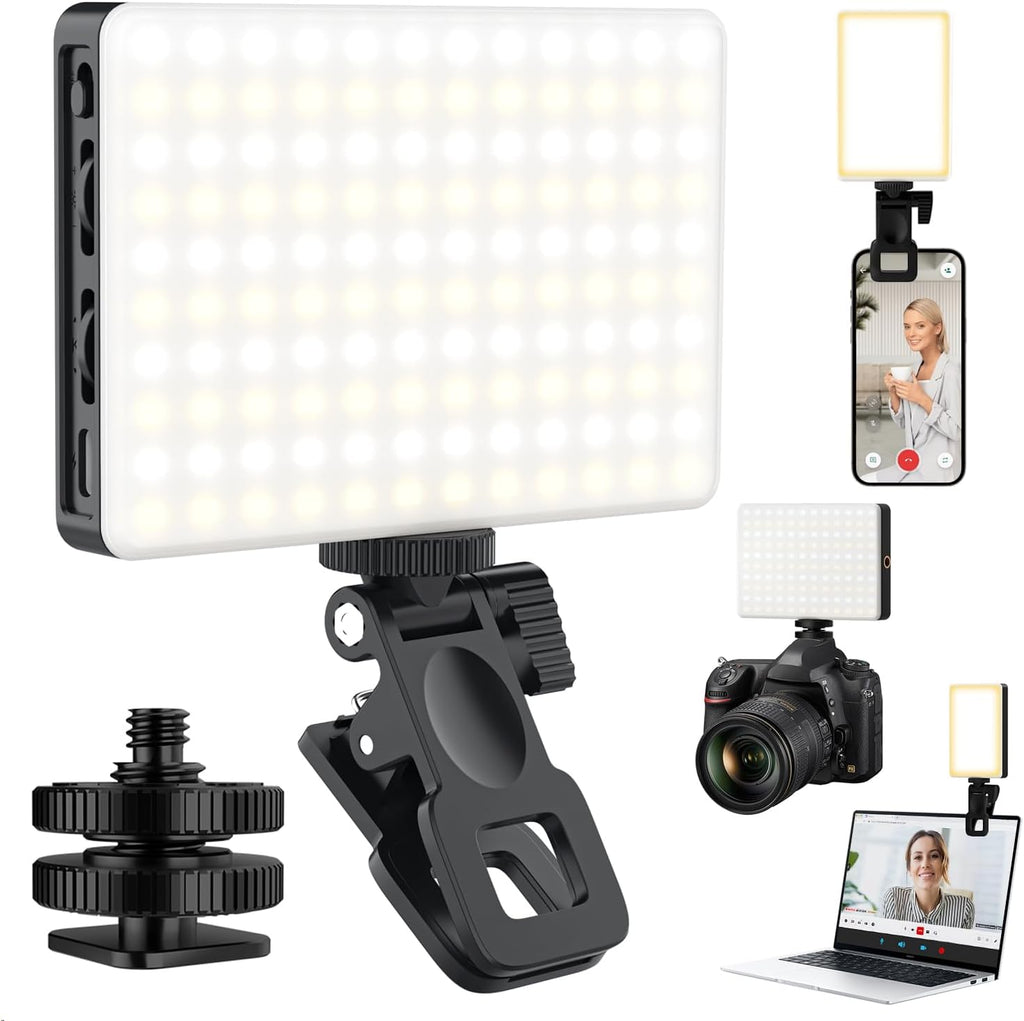 Luz de selfie de 120 LED para iPhone, luz de teléfono portátil con clip y adaptador de trípode de cámara, recargable de 5000 mAh, 3 modos de iluminación, CRI 97+ para grabación de video, TikTok, anillos de montaje de trípode
