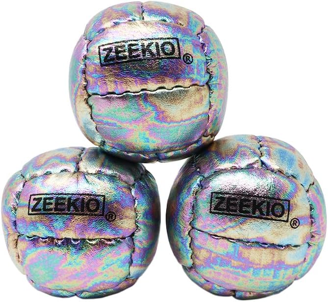Zeekio Bolas de malabarismo Galaxy - Bolas de cuero genuino de primera calidad de 12 paneles - 4.59 oz - 2.638 in - Paquete de 3 - Cosmo