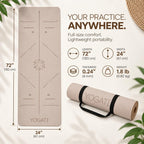 YOGATI® Esterilla de Yoga con Correa con Líneas de Alineación. Esterilla de Entrenamiento en Casa para Mujeres, Hombres y Niños. Esterilla de Yoga Gruesa Antideslizante para Pilates y Fitness