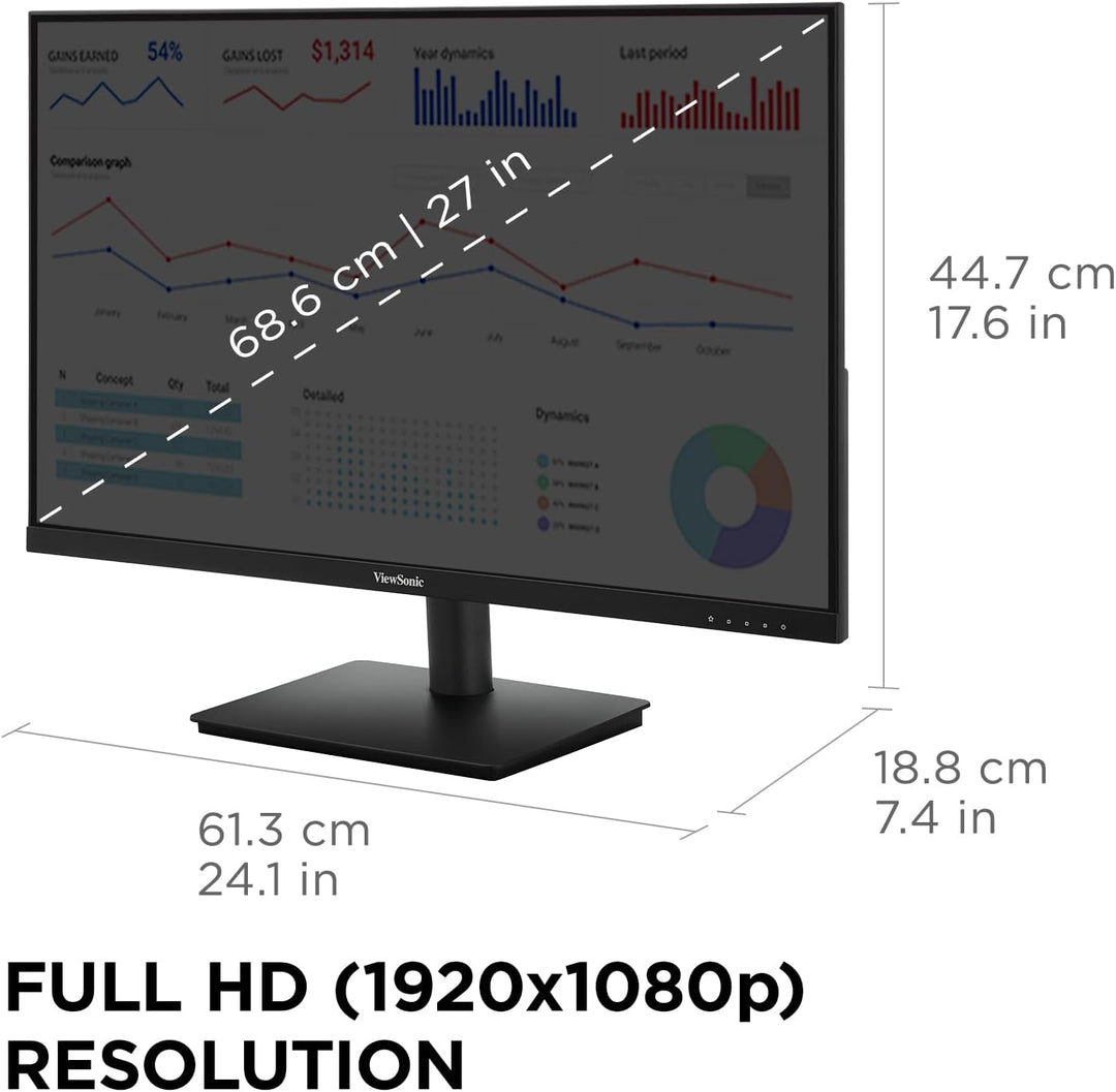 ViewSonic VS2747-H Monitor IPS de 27 pulgadas 1080p con 100Hz, frec...