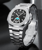 BESTKANG Reloj octogonal de acero inoxidable para hombre, reloj de cuarzo luminoso, reloj de pulsera de negocios