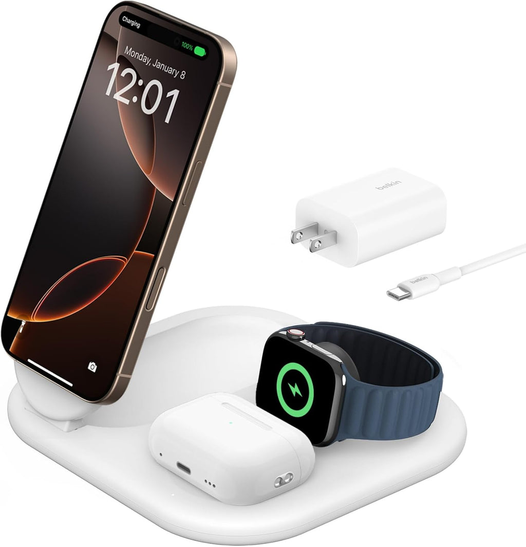 Belkin Qi2 Magnetic Wireless carga Station, 3 en 1 Foldable Charger