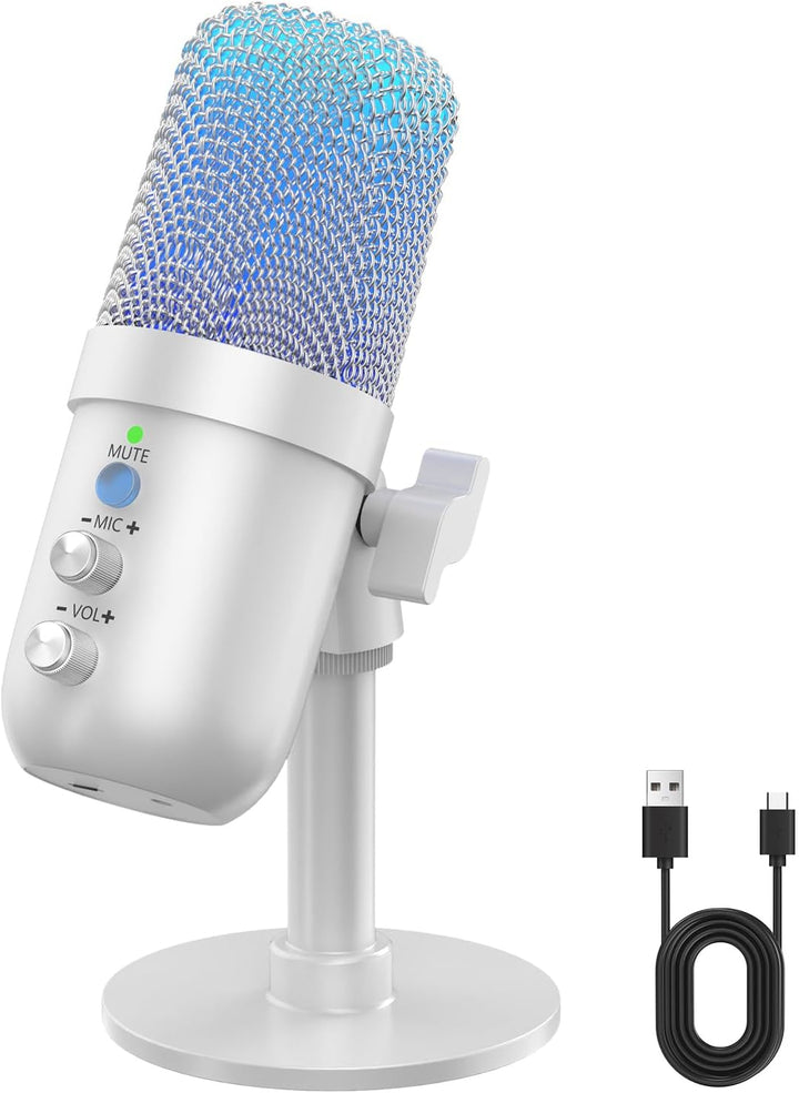 Micrófono USB, micrófono condensador de computadora con cancelación...