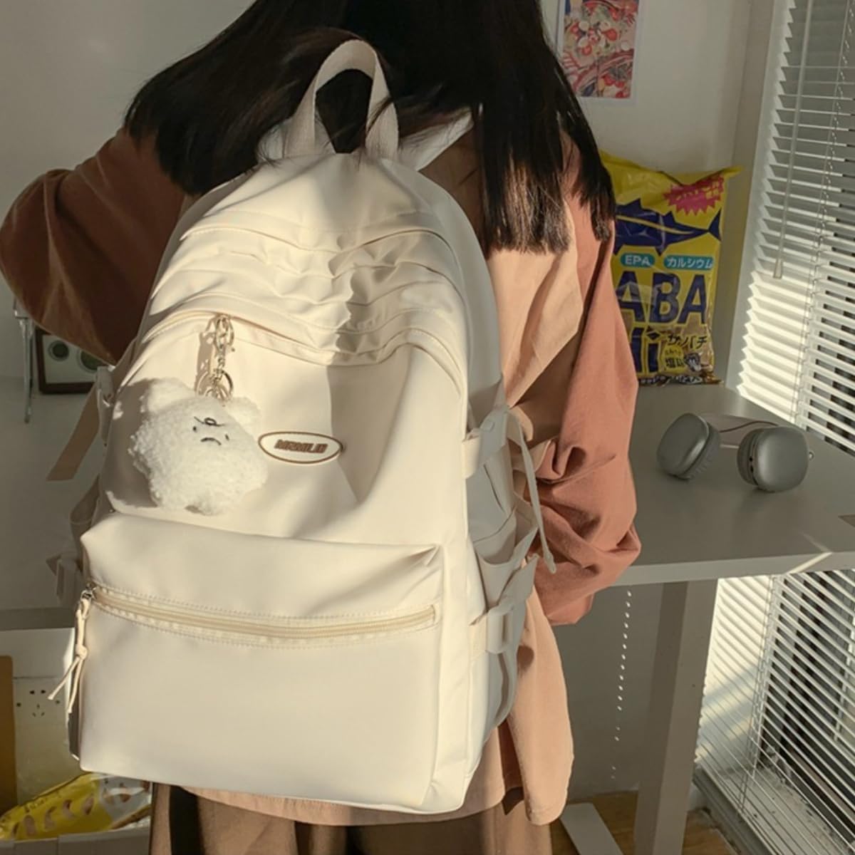 VTTDB Mochila Kawaii con bonitos accesorios estéticos, estilo casua...