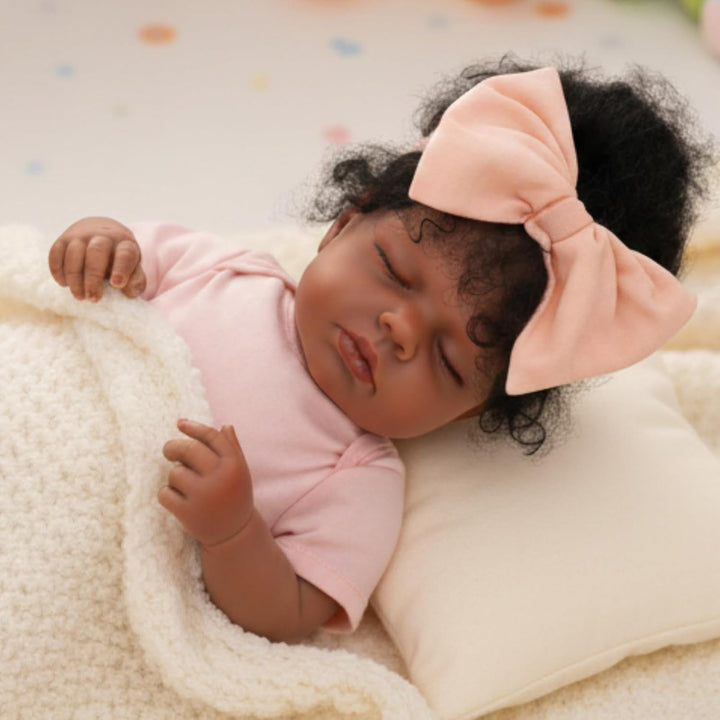 Yudill Muñeca realista de bebé Reborn negra de 18 pulgadas con ojos...