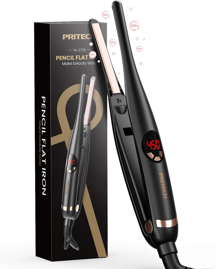 PRITECH - Plancha plana pequeña para cabello corto de 3\/10 pulgada...