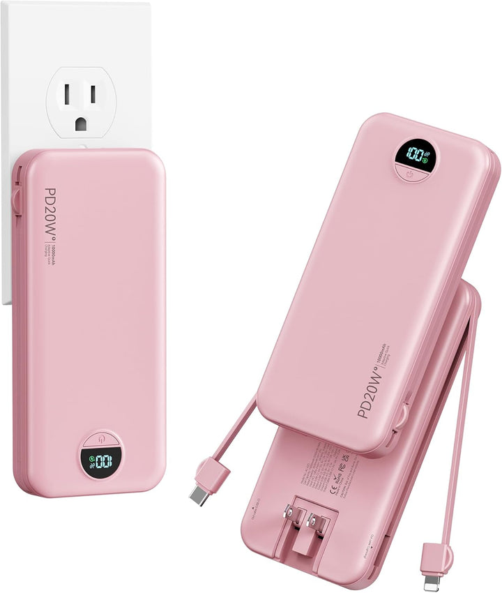 Banco de energía cargador ultraportátil de 12000mAh con cables inte...