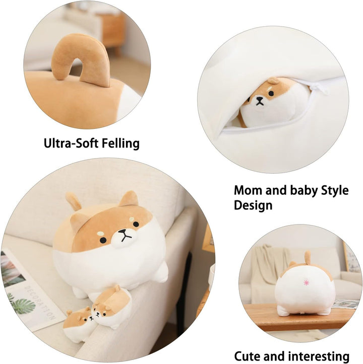 SQEQE Juguete de peluche Shiba Inu con 4 peluches de Shiba Inu en s...