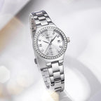 OLEVS Reloj para Mujer Plateado de Acero Inoxidable Elegante Analógico Lúmenes Visibles